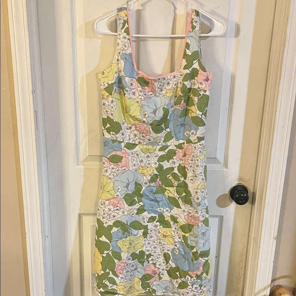 Vibrant Floral Mini Dress - Green and Pink